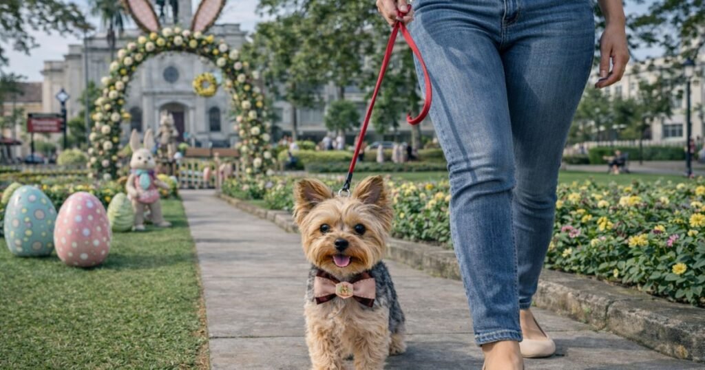 Gravata borboleta para cachorro usada na Páscoa no pet shop